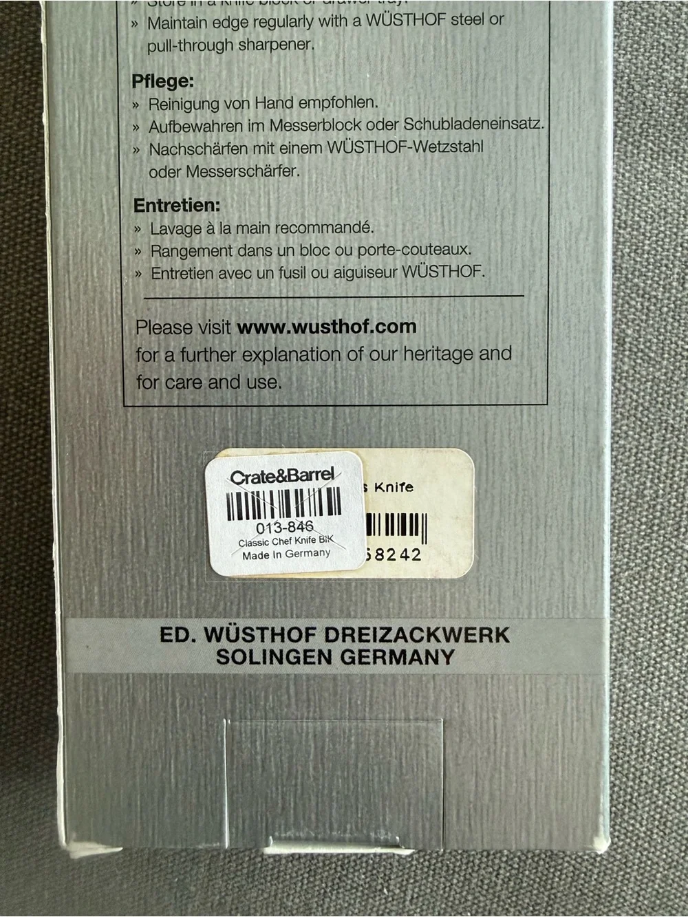 Wusthof Classic 8 Inch Chef Knife with Black Handle and Silver Blade